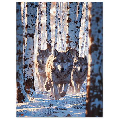Affiche illustrée Meute de loups — poster rétro, impression beaux-arts 250g