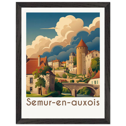 Affiche illustrée Semur-en-Auxois — poster rétro, impression beaux-arts 250g