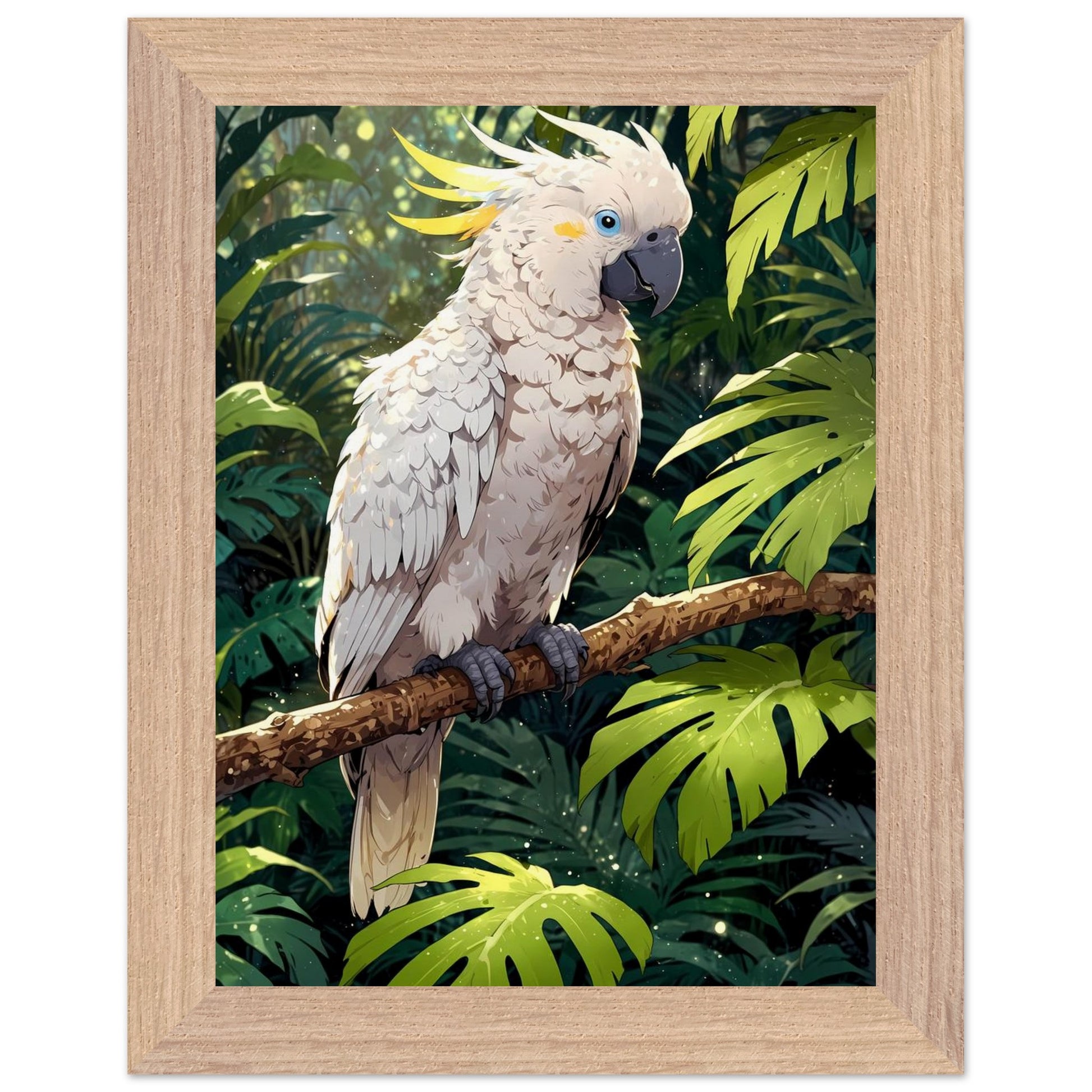 Affiche Cacatoès Blanc encadrée, cadre bois (vue 3)