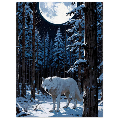 Affiche illustrée Louve blanche — poster rétro, impression beaux-arts 250g