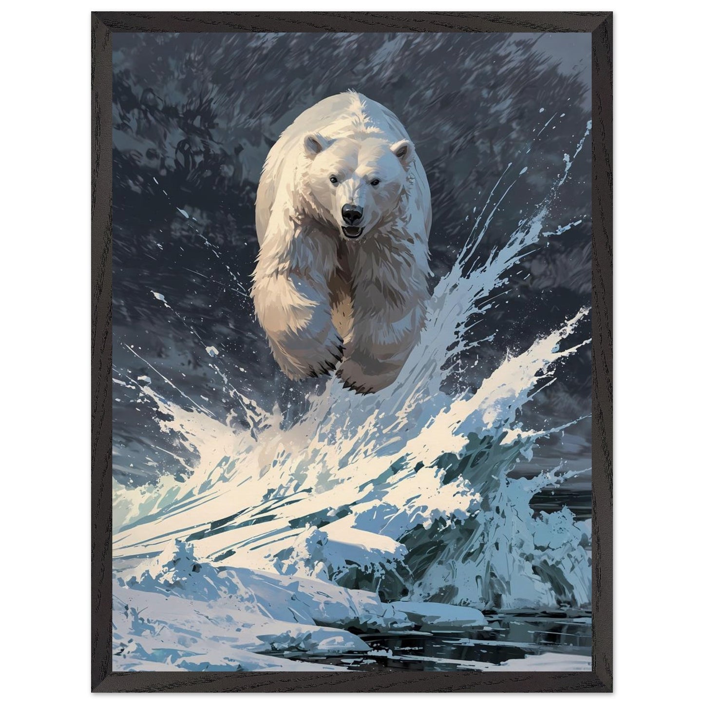 Affiche Ours Polaire encadrée, cadre bois (vue 4)