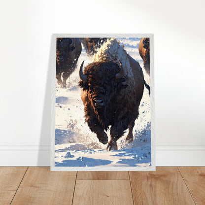 Affiche Bison encadrée, cadre bois