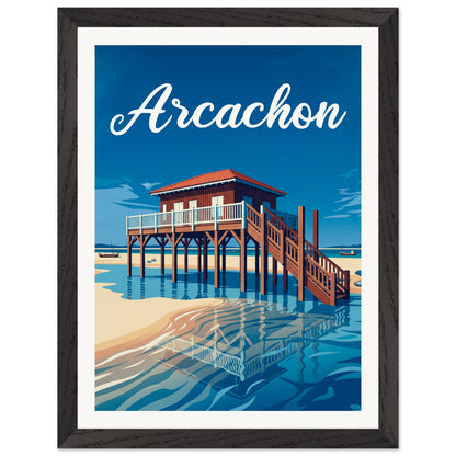Affiche illustrée Arcachon — poster rétro, impression beaux-arts 250g