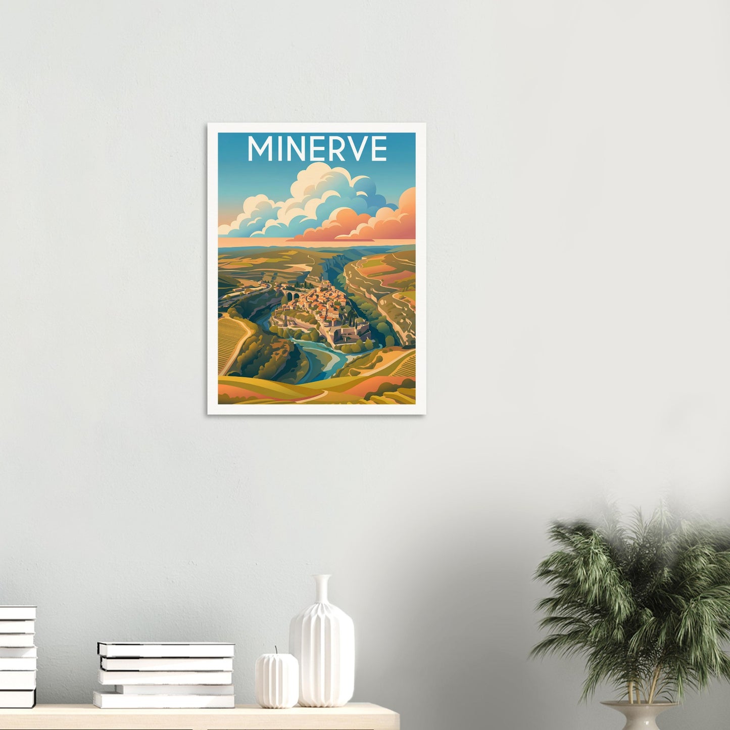 Affiche Minerve, mise en situation dans un intérieur