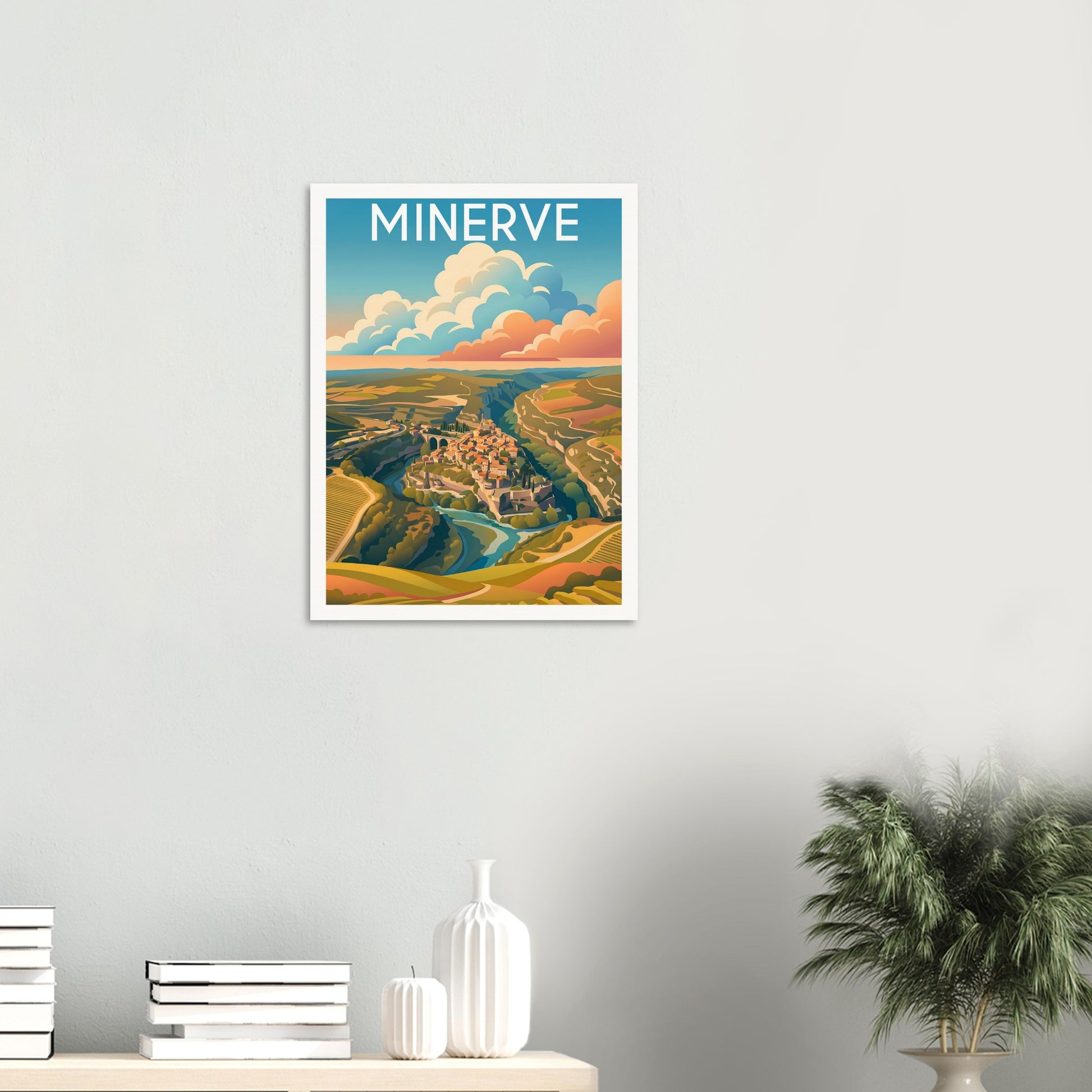 Affiche Minerve, mise en situation dans un intérieur