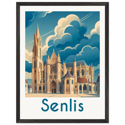 Affiche illustrée Senlis — poster rétro, impression beaux-arts 250g