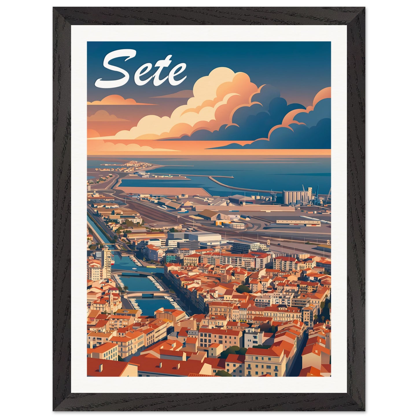 Affiche illustrée Sete — poster rétro, impression beaux-arts 250g