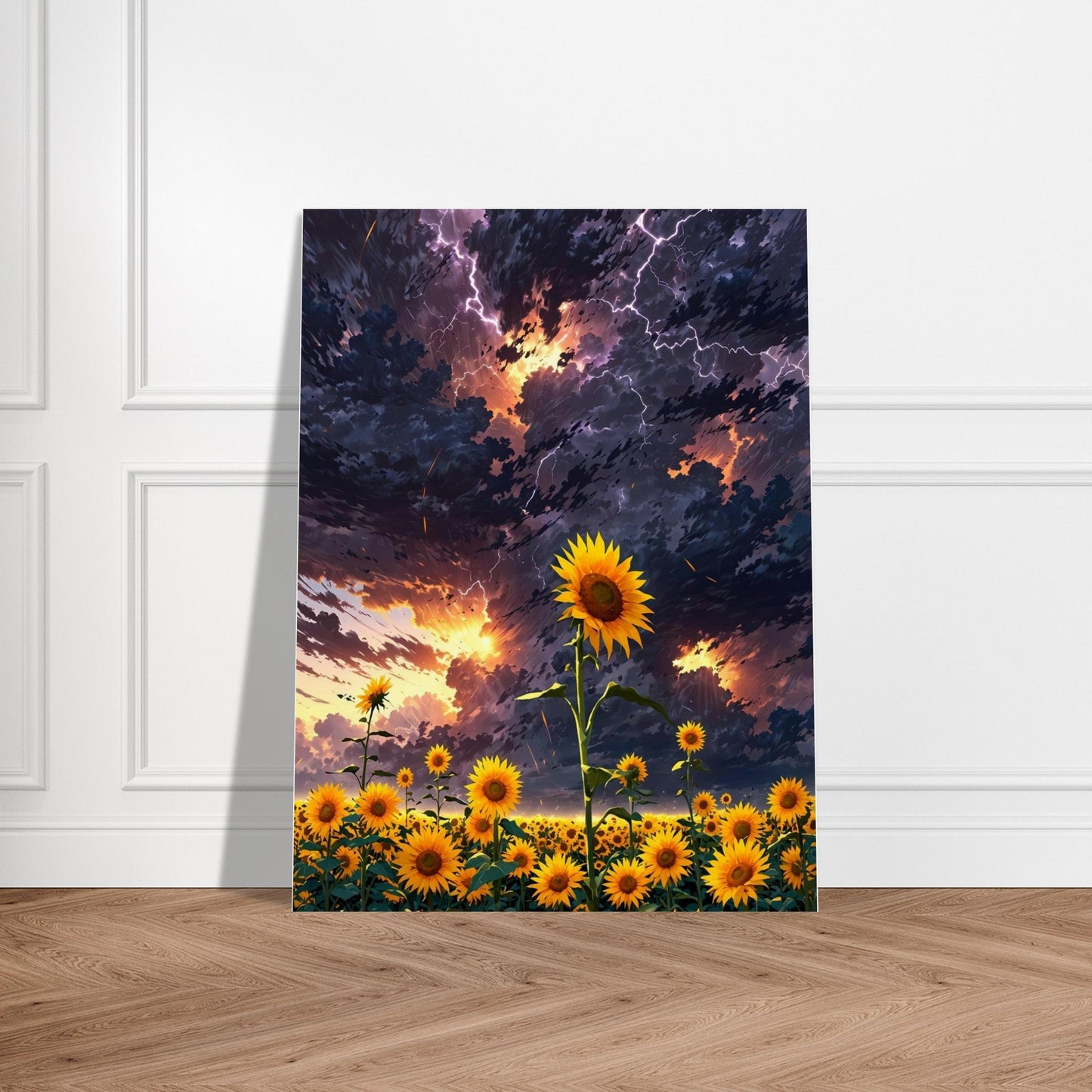 Affiche Champ de Tournesols Géants, mise en situation dans un intérieur