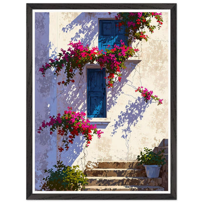 Affiche illustrée Bougainvillier fuchsia Encadrée — poster rétro, impression beaux-arts 250g