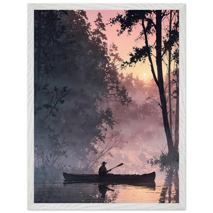 Affiche Pêcheur encadrée, cadre bois