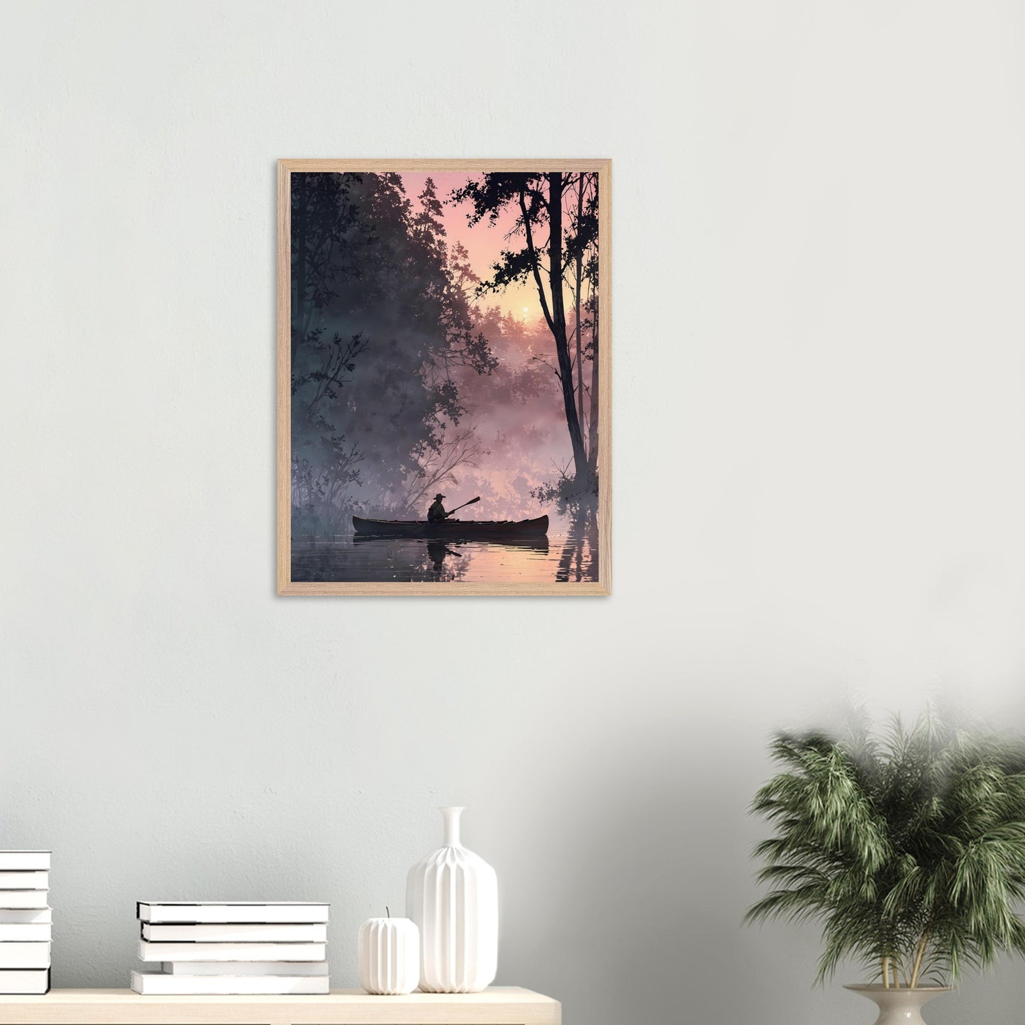 Affiche Pêcheur encadrée, cadre bois (vue 5)