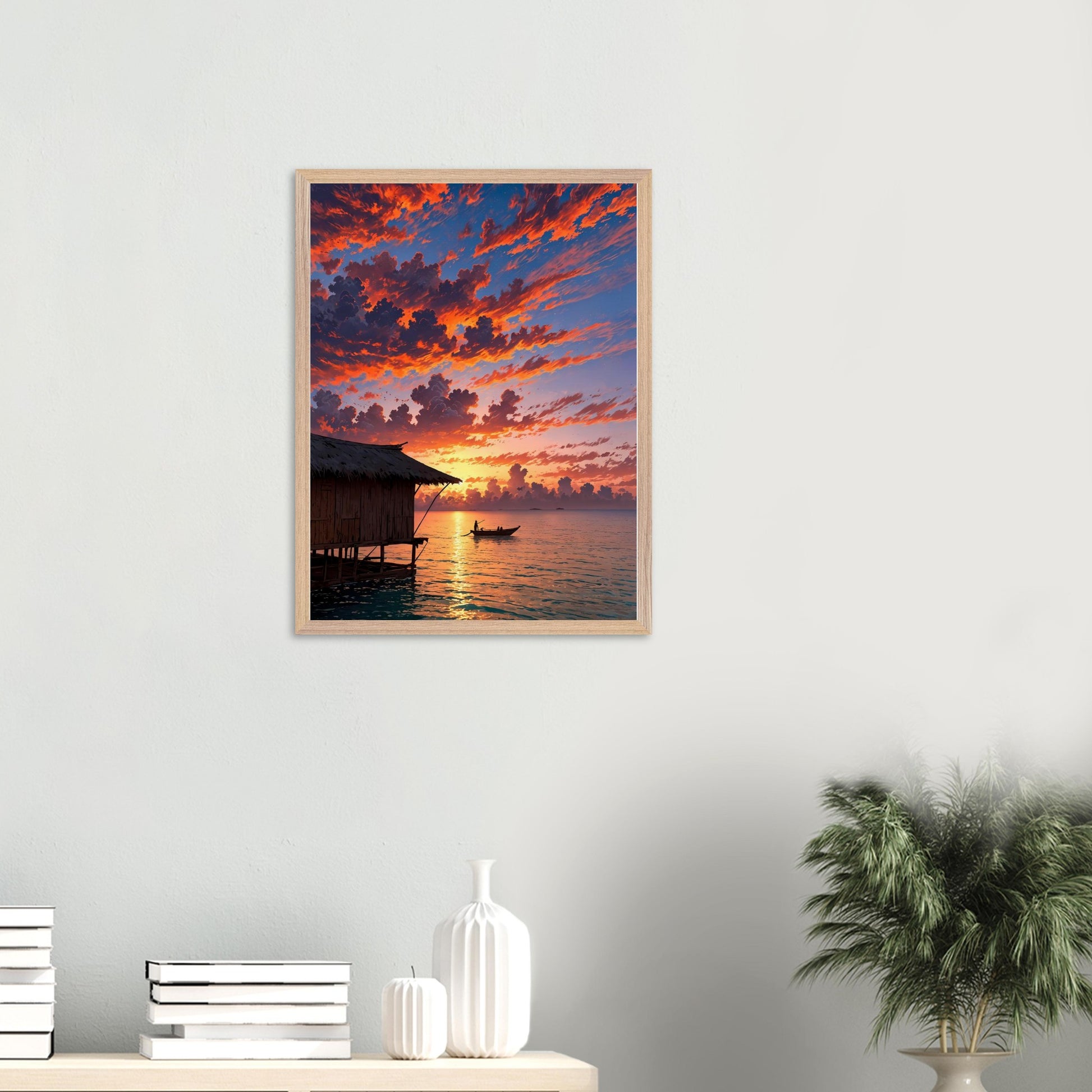 Affiche Plage de Maldives encadrée, cadre bois (vue 7)