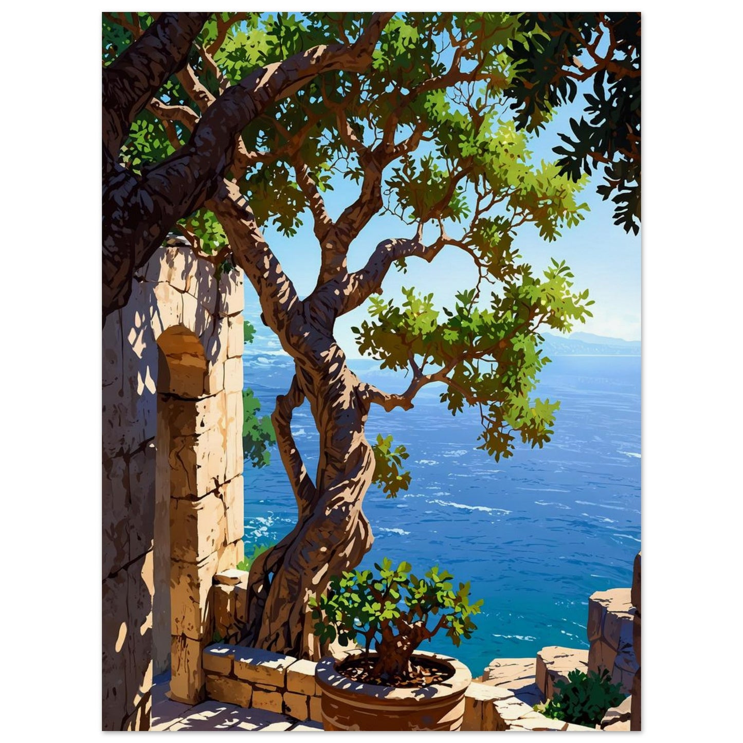 Affiche illustrée Figuier ancien — poster rétro, impression beaux-arts 250g