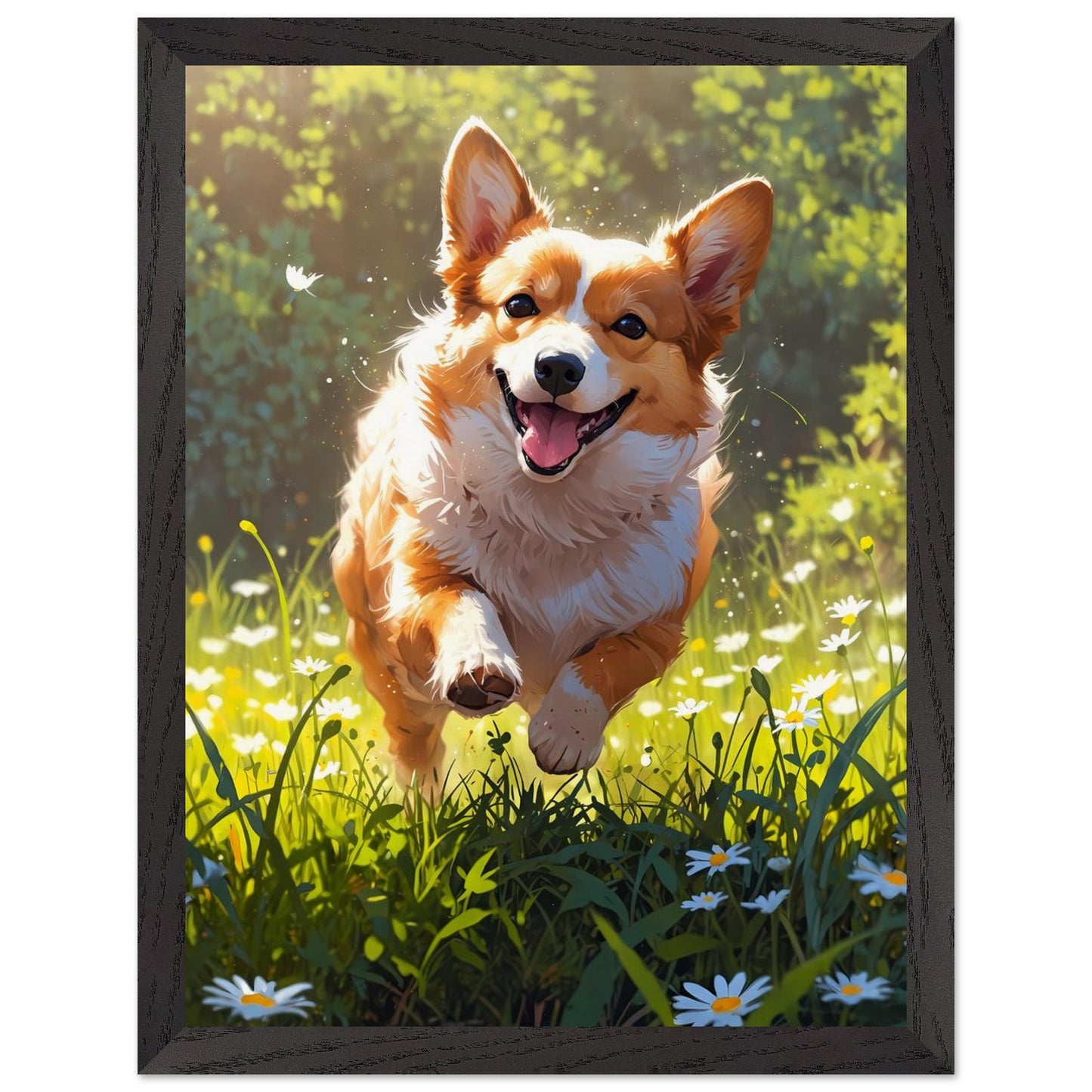 Affiche Corgi Roux encadrée, cadre bois