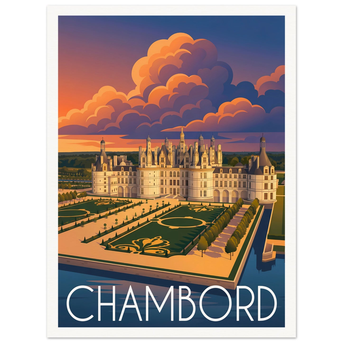 Affiche illustrée Chambord — poster rétro, impression beaux-arts 250g