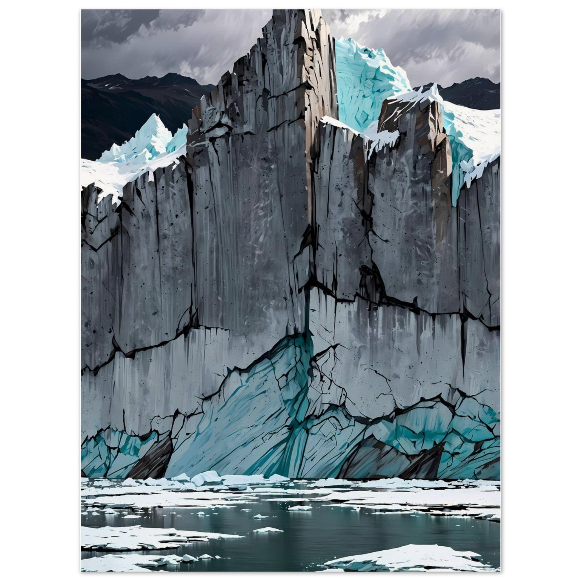 Affiche illustrée Glacier bleu, poster rétro, impression beaux-arts 250g