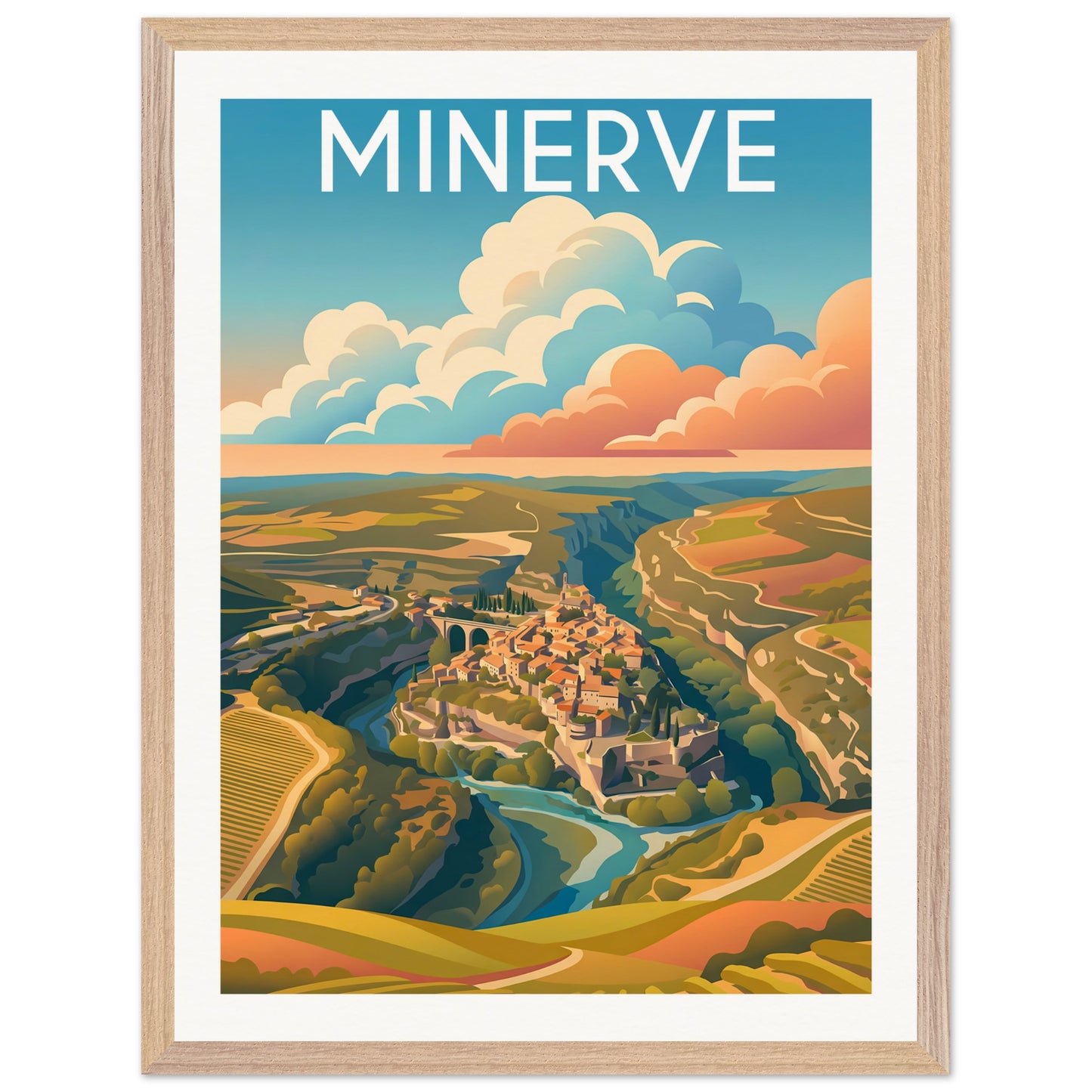 Affiche illustrée minerve — poster rétro, impression beaux-arts 250g