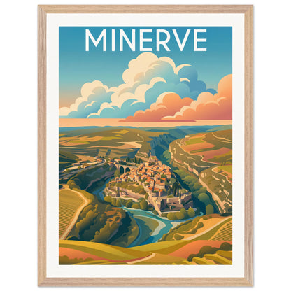 Affiche illustrée minerve — poster rétro, impression beaux-arts 250g