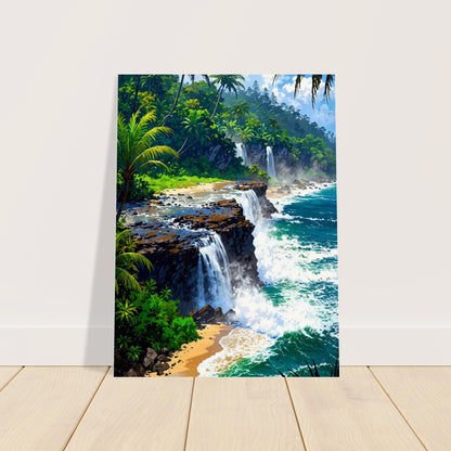 Affiche Cascade Vers Mer, mise en situation dans un intérieur