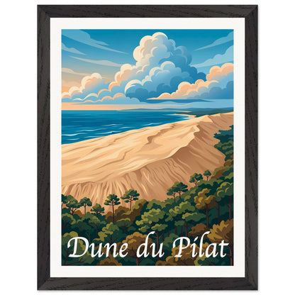 Affiche illustrée Dune du Pilat — poster rétro, impression beaux-arts 250g