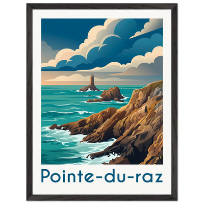 Affiche illustrée Pointe du Raz — poster rétro, impression beaux-arts 250g