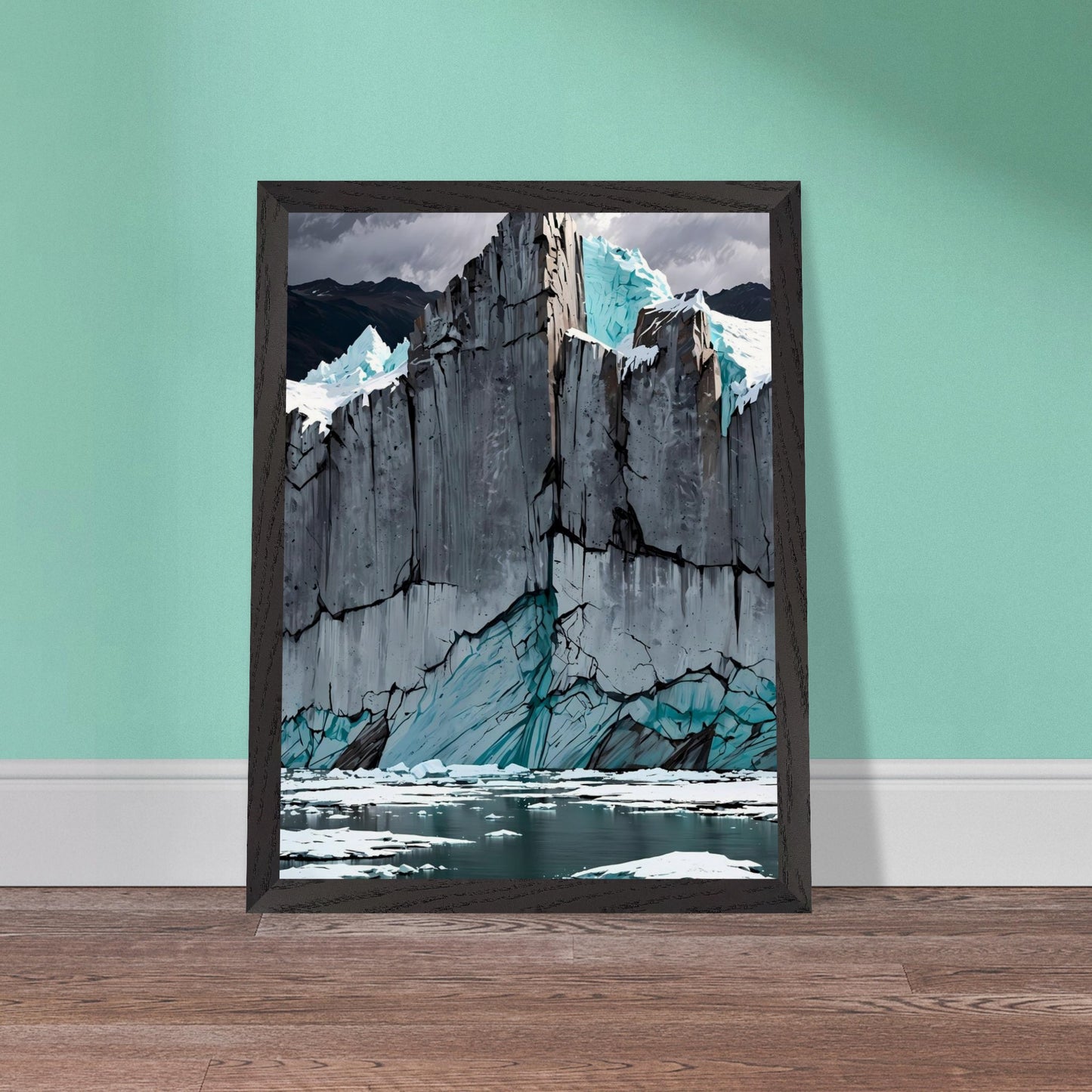 Affiche Glacier Bleu encadrée, cadre bois (vue 3)