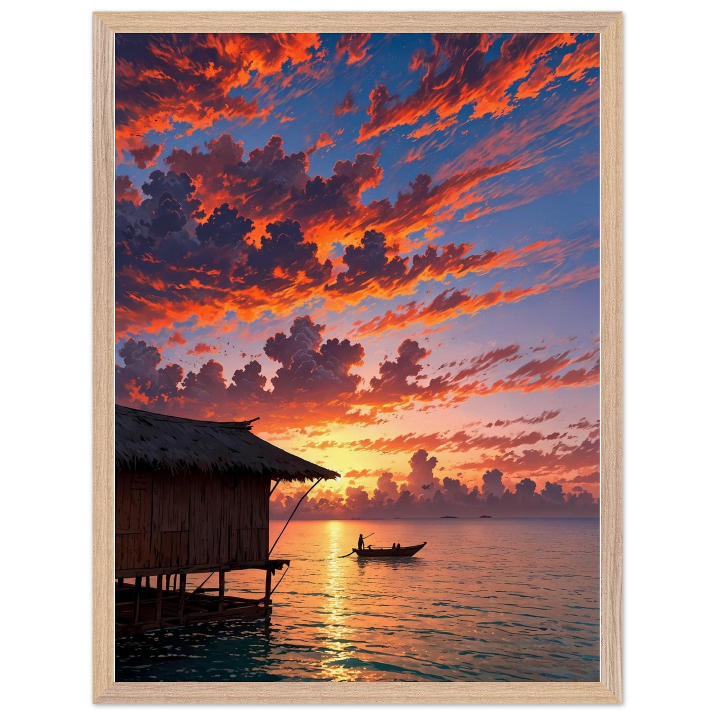 Affiche Plage de Maldives encadrée, cadre bois (vue 4)