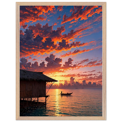 Affiche Plage de Maldives encadrée, cadre bois (vue 4)