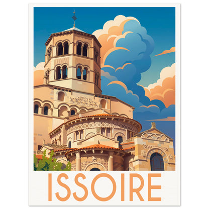 Affiche illustrée issoire — poster rétro, impression beaux-arts 250g