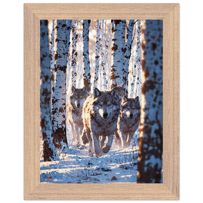Affiche illustrée Meute de loups Encadrée — poster rétro, impression beaux-arts 250g