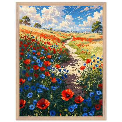 Affiche Champ de Pavots et Bleuets encadrée, cadre bois (vue 5)