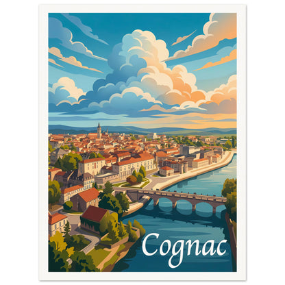 Affiche illustrée Cognac — poster rétro, impression beaux-arts 250g