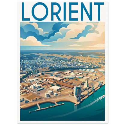 Affiche illustrée Lorient — poster rétro, impression beaux-arts 250g