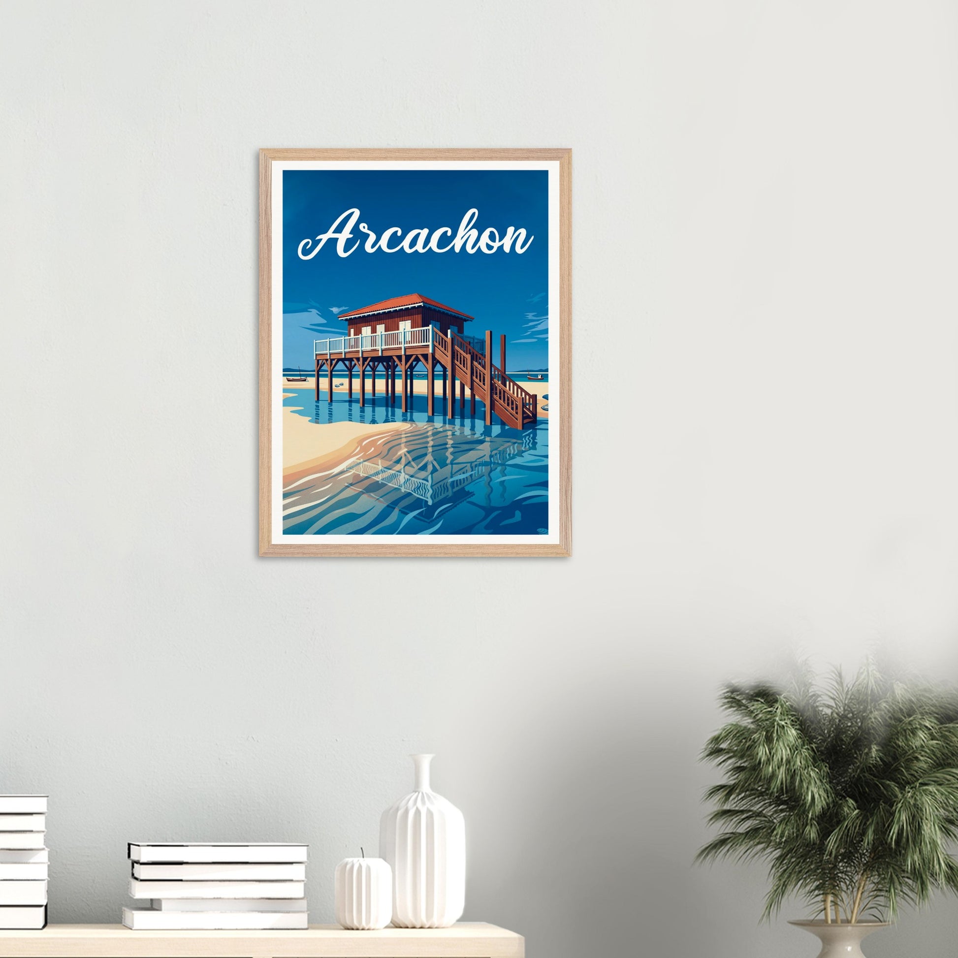 Affiche Arcachon encadrée, cadre bois (vue 4)
