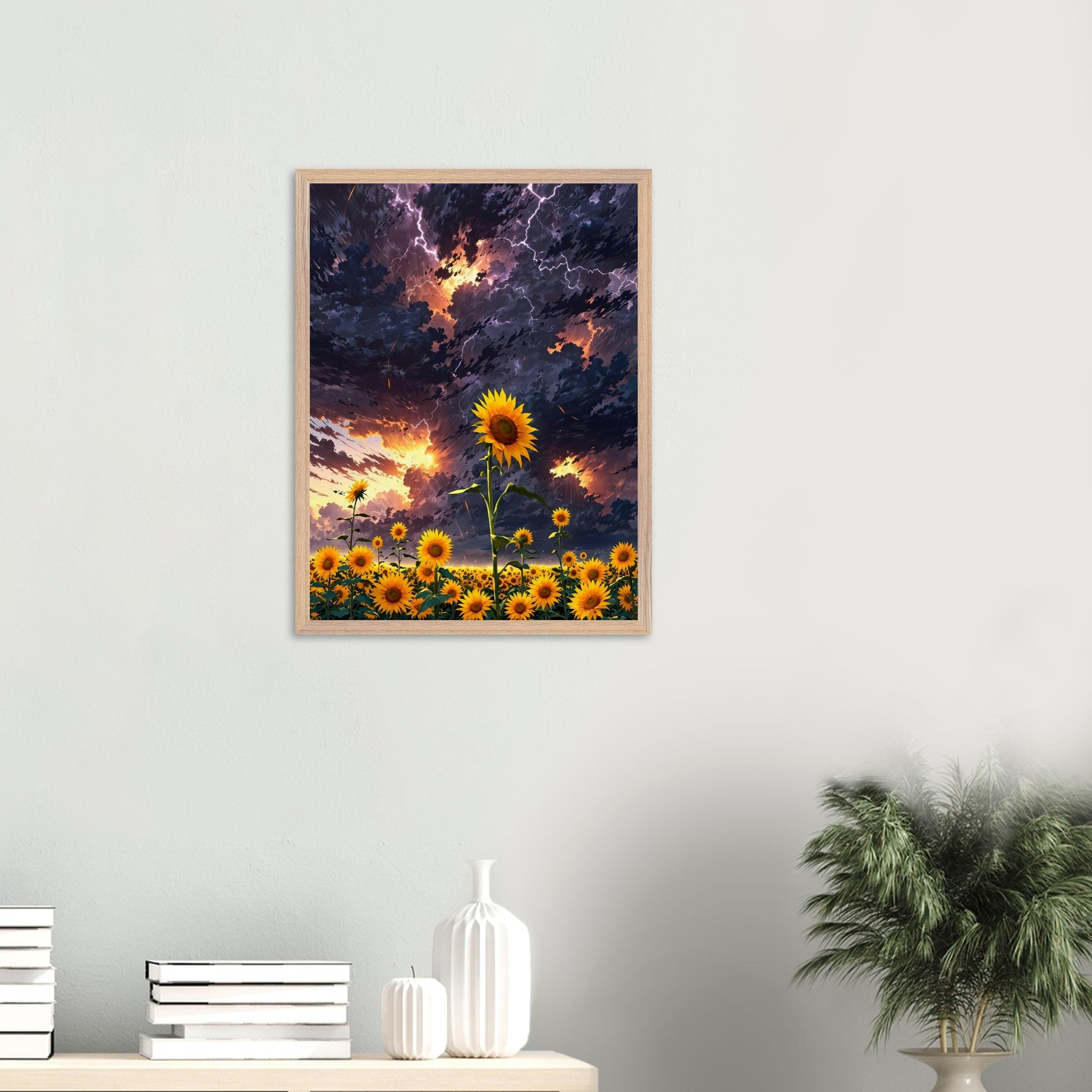 Affiche Champ de Tournesols Géants encadrée, cadre bois (vue 5)