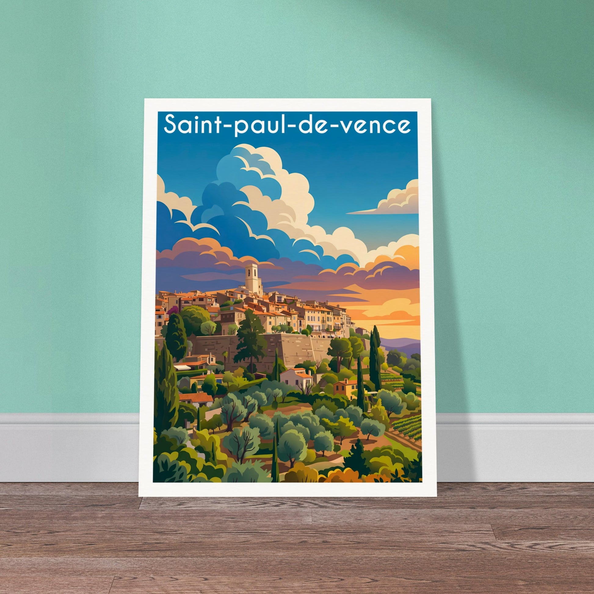 Affiche Saint-Paul-de-Vence, mise en situation dans un intérieur (vue 2)