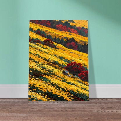 Affiche Champ de Chrysanthèmes Jaunes, mise en situation dans un intérieur (vue 2)