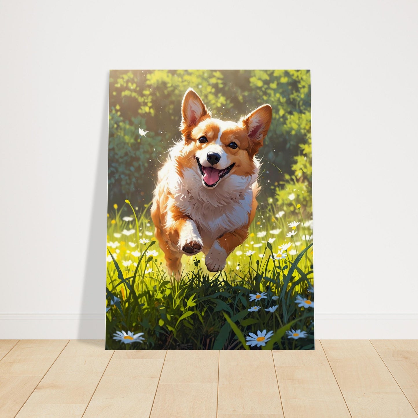 Affiche Corgi Roux, mise en situation dans un intérieur (vue 2)