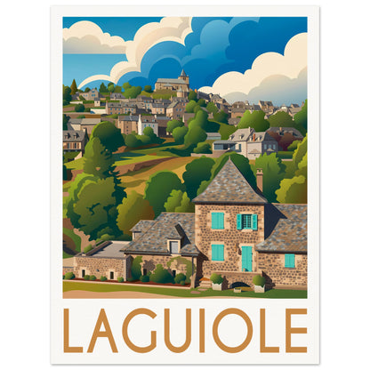 Affiche illustrée laguiole — poster rétro, impression beaux-arts 250g