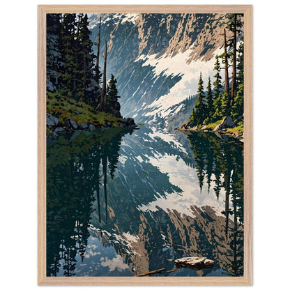 Affiche Forêt de Pins et Lac de Montagne encadrée, cadre bois (vue 5)