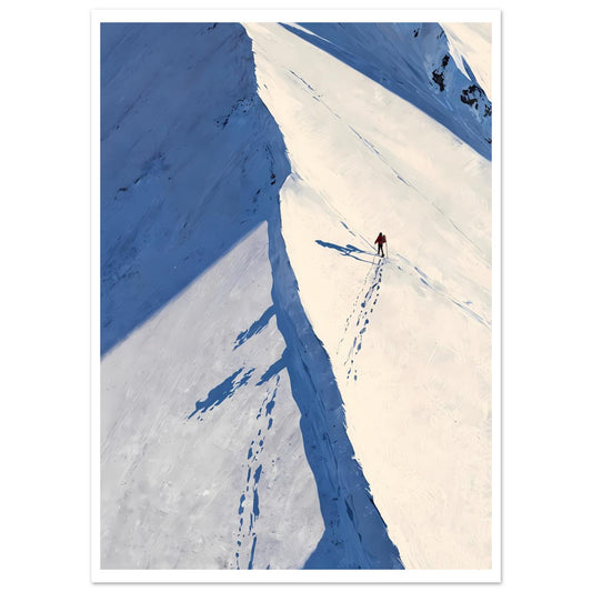 Coureur de montagne, Crête enneigée, Vue aérienne – affiche d'art décoratif, poster mural | Muchimura