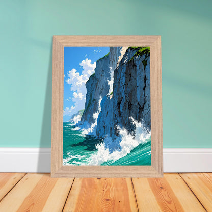 Affiche Falaises de Craie Blanche encadrée, cadre bois (vue 4)