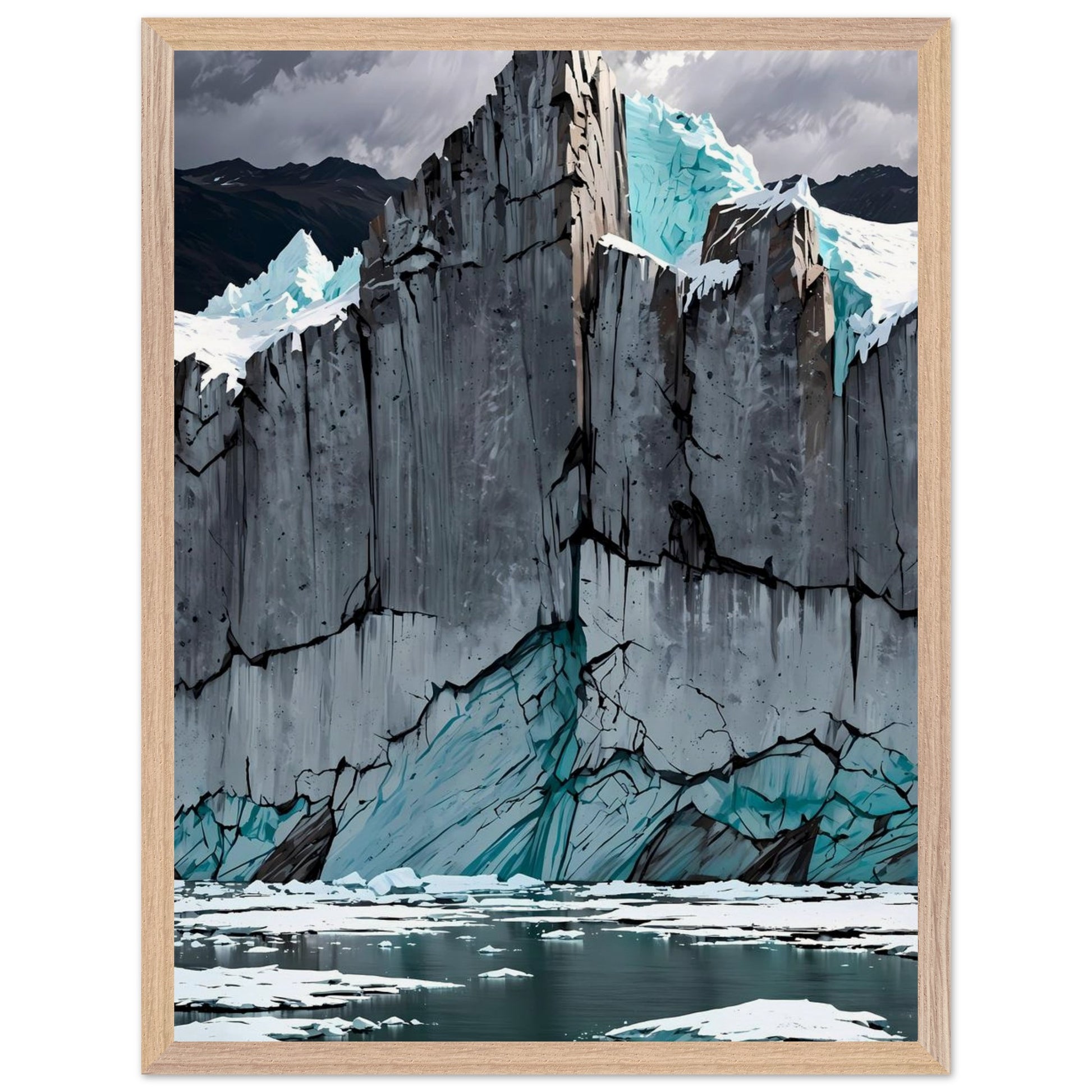 Affiche Glacier Bleu encadrée, cadre bois (vue 6)