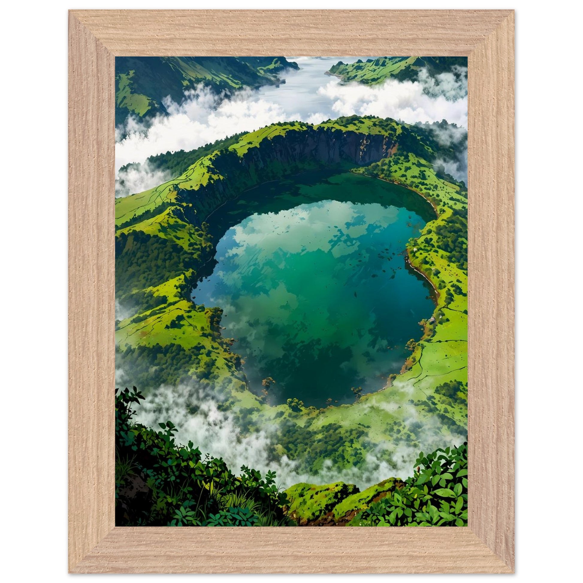 Affiche Paysage des Açores encadrée, cadre bois (vue 2)