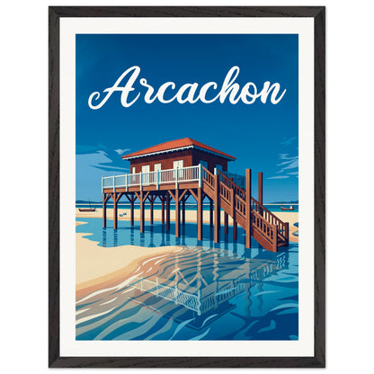 Affiche illustrée Arcachon — poster rétro, impression beaux-arts 250g