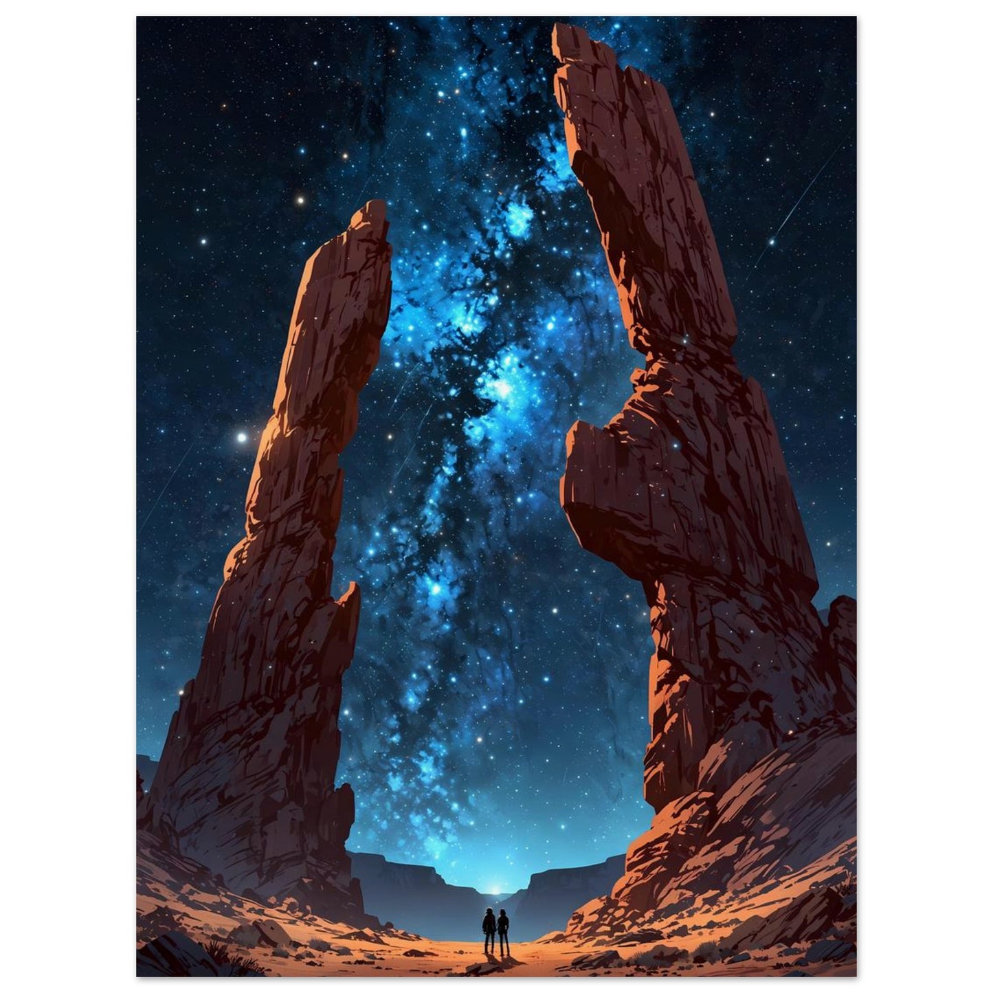 Affiche illustrée Arche de pierre géante — poster rétro, impression beaux-arts 250g