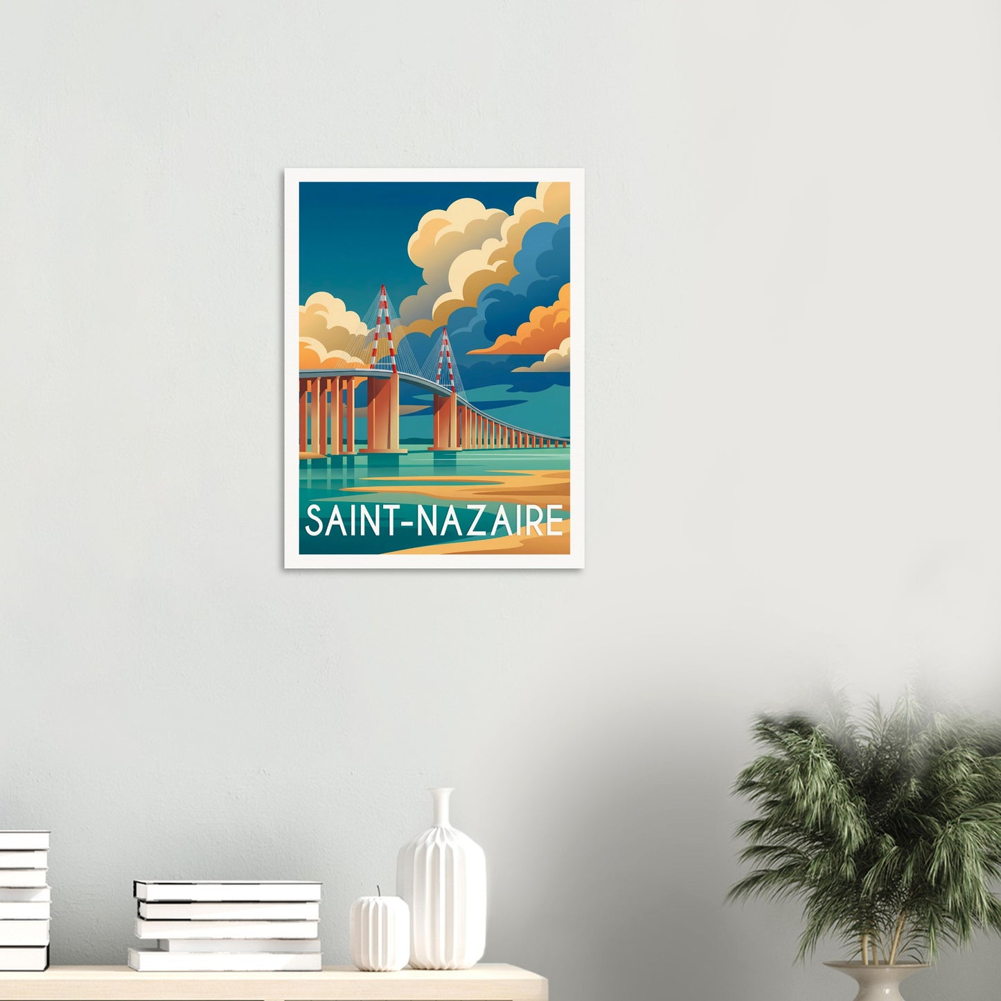 Affiche illustrée Saint-Nazaire — poster rétro, impression beaux-arts 250g