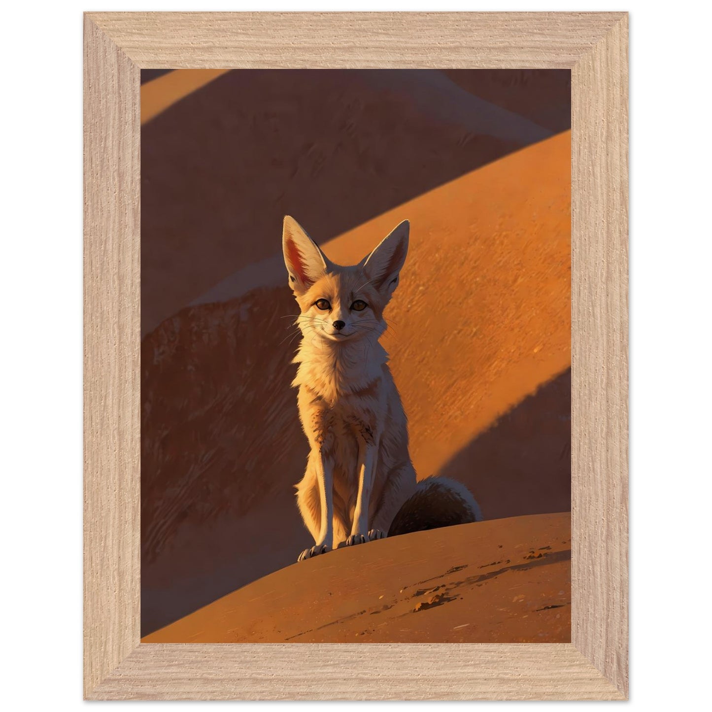 Affiche illustrée Fennec Encadrée — poster rétro, impression beaux-arts 250g