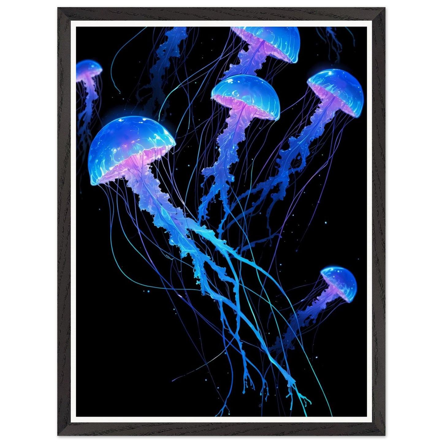 Affiche illustrée Méduse lumineuse Encadrée — poster rétro, impression beaux-arts 250g