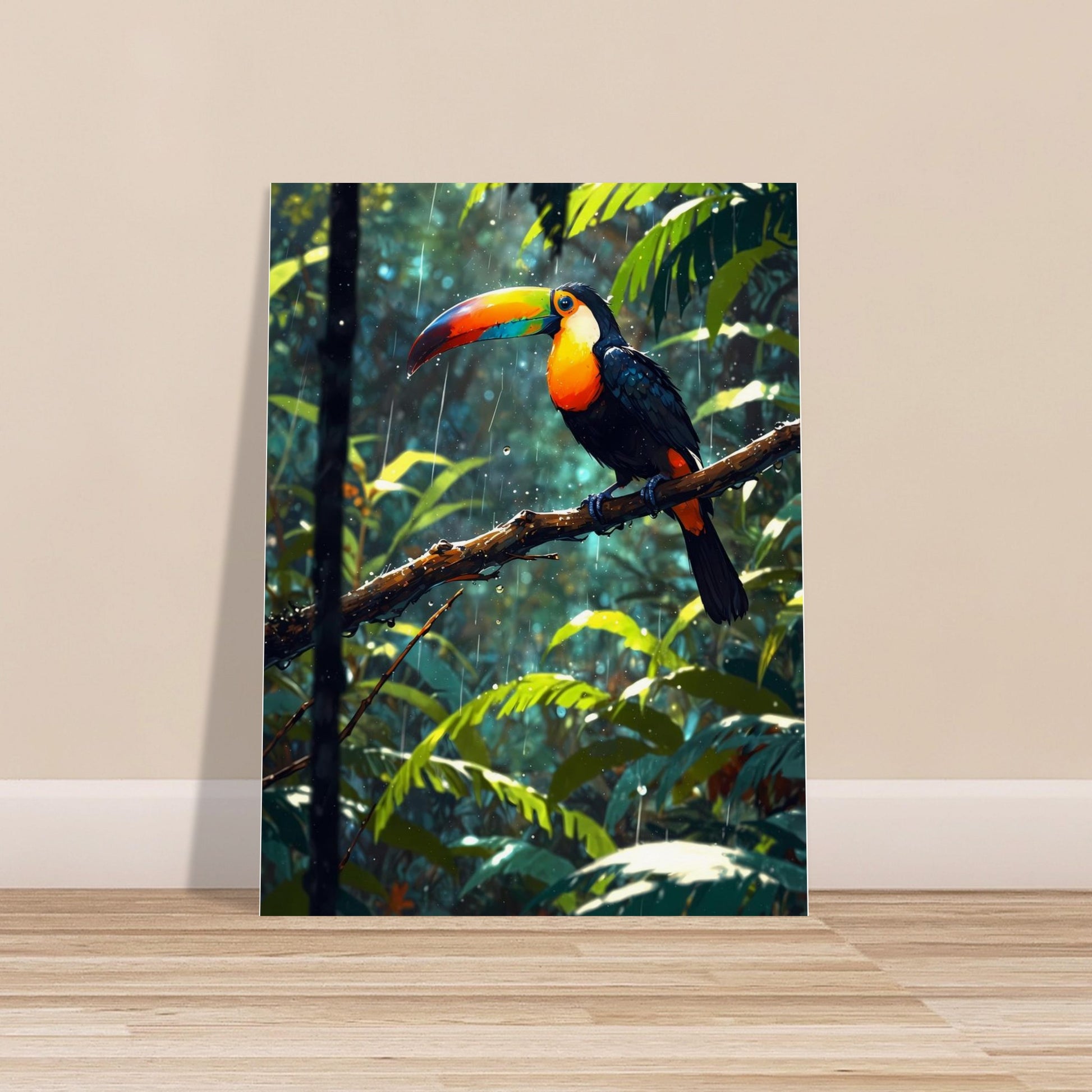 Affiche Toucan à Carène, mise en situation dans un intérieur